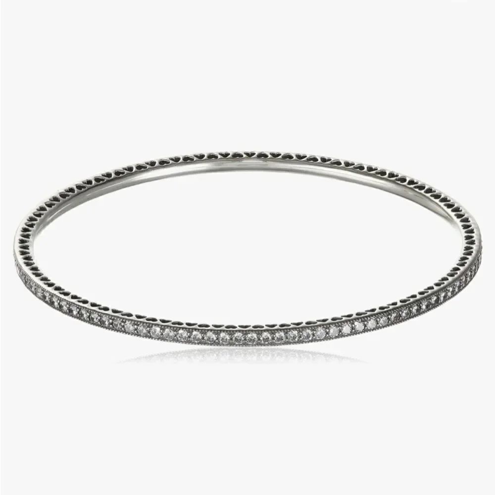 Pandora ALE 925 Oval Bangle Bracelet Twinkling Forever, Clear Cubic Zirconia